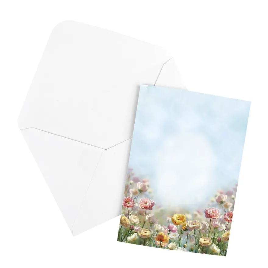 Motiv-Grußkarten, Blumenwiesen, 11,5cm x 16,5cm, 5 Designs, inkl. Umschläge, 10 Stück