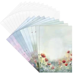 Motiv-Grußkarten, Blumenwiesen, 11,5cm x 16,5cm, 5 Designs, inkl. Umschläge, 10 Stück
