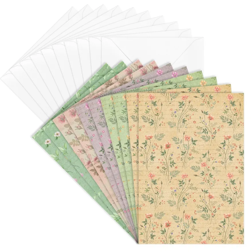 Motiv-Grußkarten, Blumen, 2x 5 Designs, 11,5cm x 16,5cm, inkl. Umschläge, 10 Stück