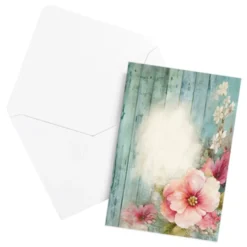 Motiv-Grußkarten, Holzoptik & Blumen, 5 Designs, 11,5cm x 16,5cm, inkl. Umschläge, 10 Stück