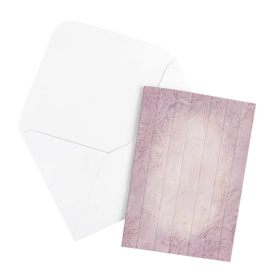 Motiv-Grußkarten, Holzoptik mit Ornamenten, 11,5cm x 16,5cm, 5 Designs, inkl. Umschläge, 10 Stück