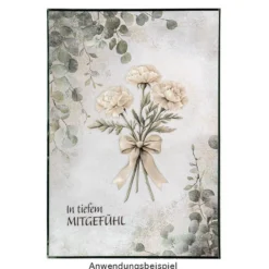 Motiv-Grußkarten, Kondolenz, floral 2, 11,5cm x 16,5cm, 10 Designs, inkl. Umschläge, 10 Stück