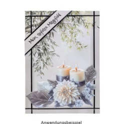 Motiv-Grußkarten, Kondolenz, Floral 3, 11,5cm x 16,5cm, 2x 5 Designs, inkl. Umschläge, 10 Stück