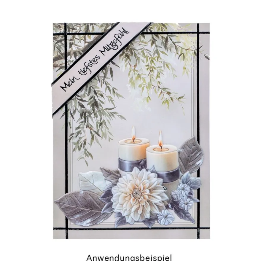 Motiv-Grußkarten, Kondolenz, Floral 3, 11,5cm x 16,5cm, 2x 5 Designs, inkl. Umschläge, 10 Stück