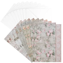 Motiv-Grußkarten, Marmor, Blumen, 11,5cm x 16,5cm, 5 Designs, inkl. Umschläge, 10 Stück