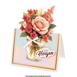 Motiv-Grußkarten, Marmor-Rahmen, 11,5cm x 16,5cm, inkl. Umschläge & 3-D Motive Blumentüten, 10 Stück