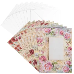 Motiv-Grußkarten, Rosen 1, 11,5cm x 16,5cm, 5 Designs, inkl. Umschläge, 10 Stück