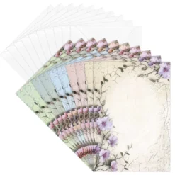 Motiv-Grußkarten, Vintage-Blüten 2, 11,5cm x 16,5cm, 5 Designs, inkl. Umschläge, 10 Stück