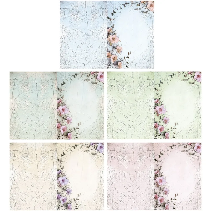 Motiv-Grußkarten, Vintage-Blüten 2, 11,5cm x 16,5cm, 5 Designs, inkl. Umschläge, 10 Stück