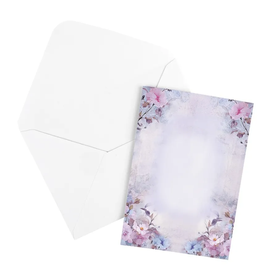 Motiv-Grußkarten, Vintage-Blüten, 11,5cm x 16,5cm, 5 Designs, inkl. Umschläge, 10 Stück