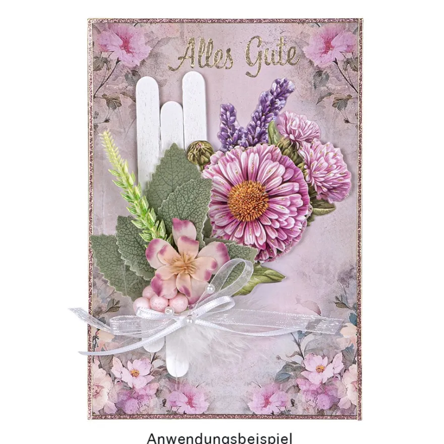 Motiv-Grußkarten, Vintage-Blüten, 11,5cm x 16,5cm, 5 Designs, inkl. Umschläge, 10 Stück