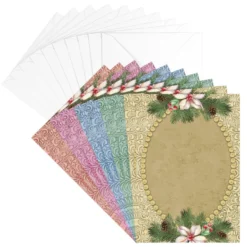 Motiv-Grußkarten, Weihnachtliche Perlenrahmen, 11,5cm x 16,5cm, 5 Farben, inkl. Umschläge, 10 Stück