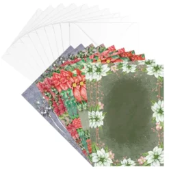 Motiv-Grußkarten, Weihnachtssterne, 11,5cm x 16,5cm, 230g/m², 5 Designs, inkl. Umschläge, 10 Stück