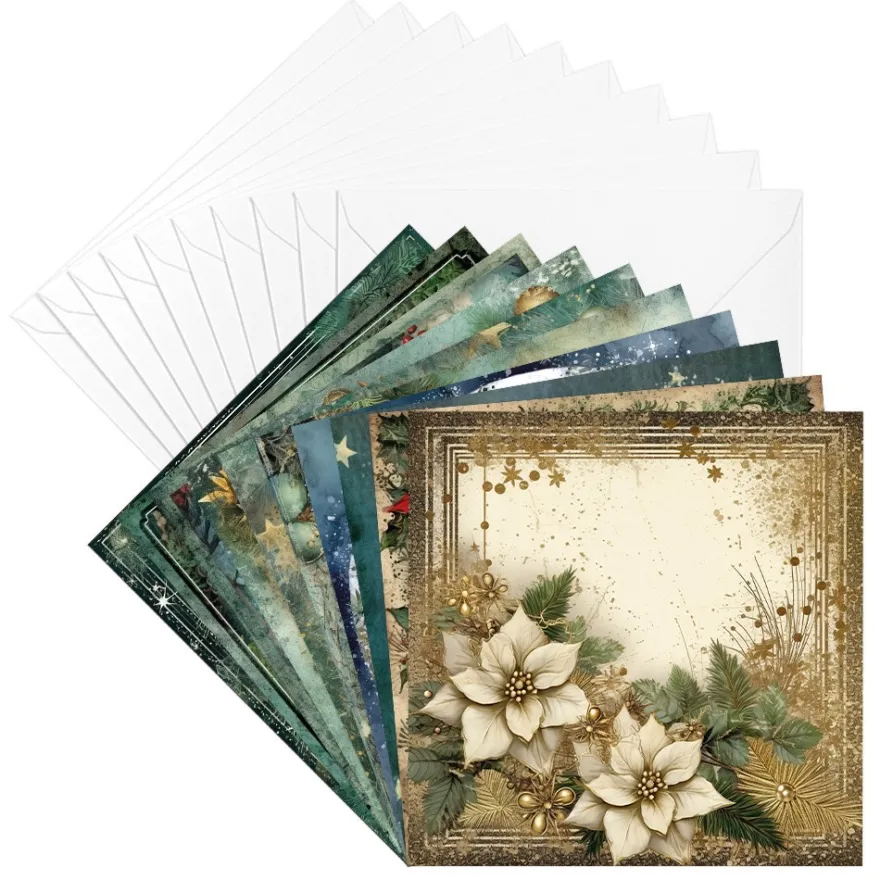 Motiv-Grußkarten, Winter/Weihnachten, 10 Designs, 16cm x 16cm, inkl. Umschläge, 10 Stück