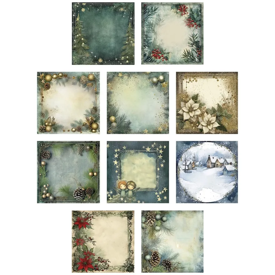 Motiv-Grußkarten, Winter/Weihnachten, 10 Designs, 16cm x 16cm, inkl. Umschläge, 10 Stück