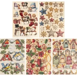 Motiv-Holz-Laserbogen, Winter & Weihnachten, DIN A4, 2mm stark, farbig bedruckt, 5 Stück