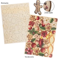 Motiv-Holz-Laserbogen, Winter & Weihnachten, DIN A4, 2mm stark, farbig bedruckt, 5 Stück