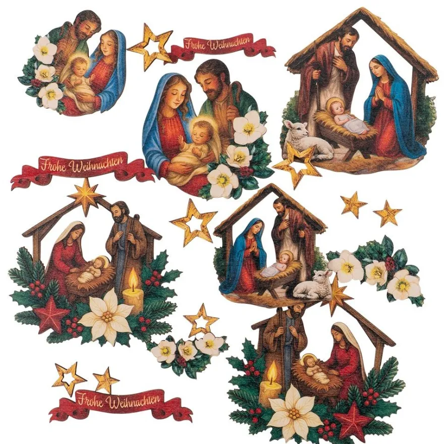 Motiv-Holz-Laserbogen, Winter & Weihnachten 2, DIN A4, 2mm stark, farbig bedruckt, 5 Stück