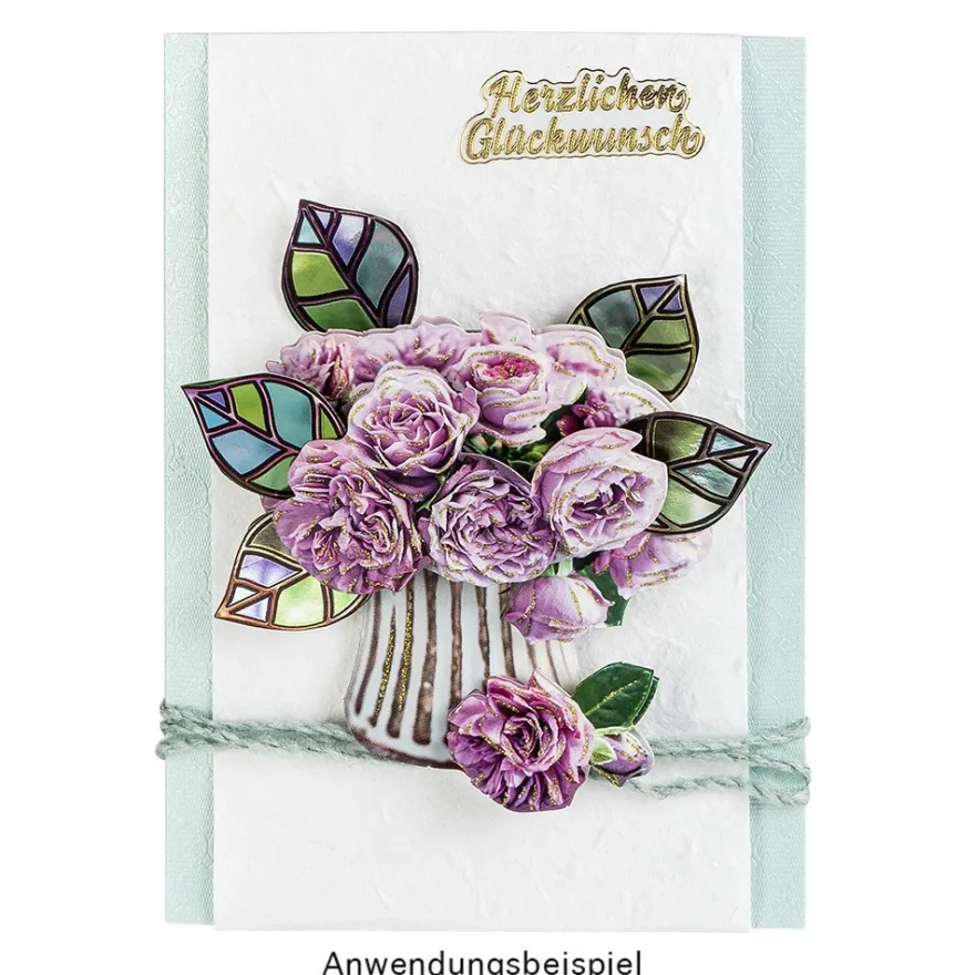 Motiv-Spiegelkarton, Blatt-Ornamentik, 4 verschiedene Designs, DIN A4, 20 Bogen