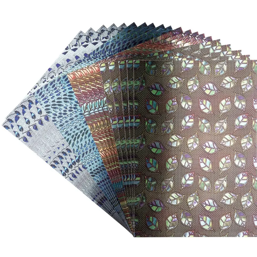 Motiv-Spiegelkarton, Blatt-Ornamentik, 4 verschiedene Designs, DIN A4, 20 Bogen