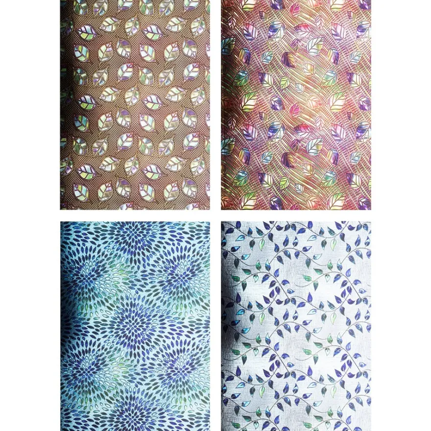Motiv-Spiegelkarton, Blatt-Ornamentik, 4 verschiedene Designs, DIN A4, 20 Bogen