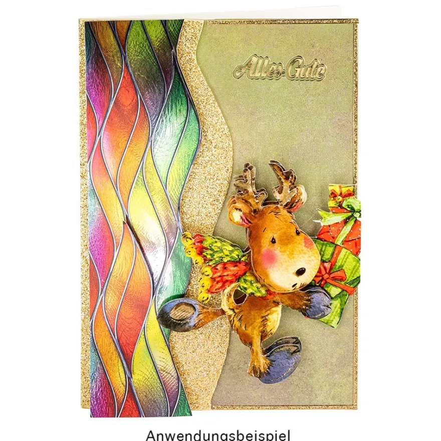 Motiv-Spiegelkarton, Buntglas-Effekte, 4 verschiedene Designs, DIN A4, 20 Bogen