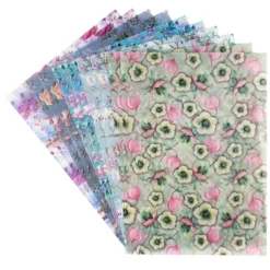 Motiv-Transparentpapiere Deluxe, Blumen 1, DIN A4, 150g/m², verschiedene Designs, geprägt, 10 Bogen