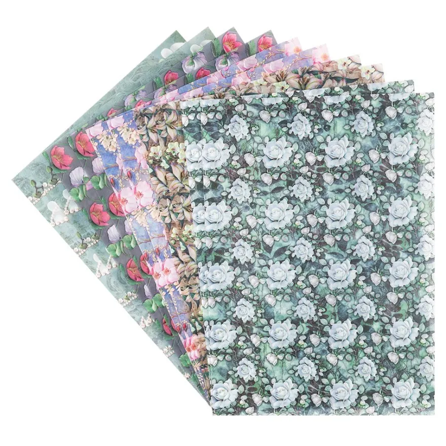 Motiv-Transparentpapiere Deluxe, Blumen 2, DIN A4, 150g/m², verschiedene Designs, geprägt, 10 Bogen