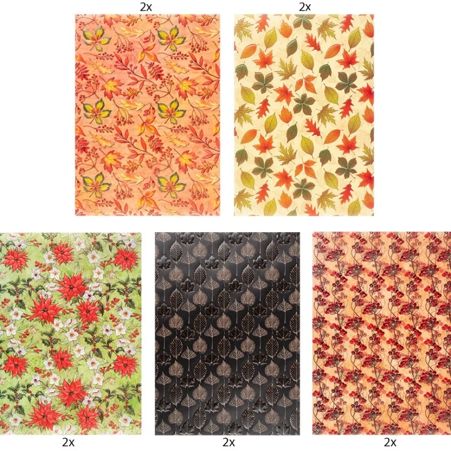 Motiv-Transparentpapiere Deluxe, Herbst- & Winter-Floristik, DIN A4, versch. Designs, 10 Bogen