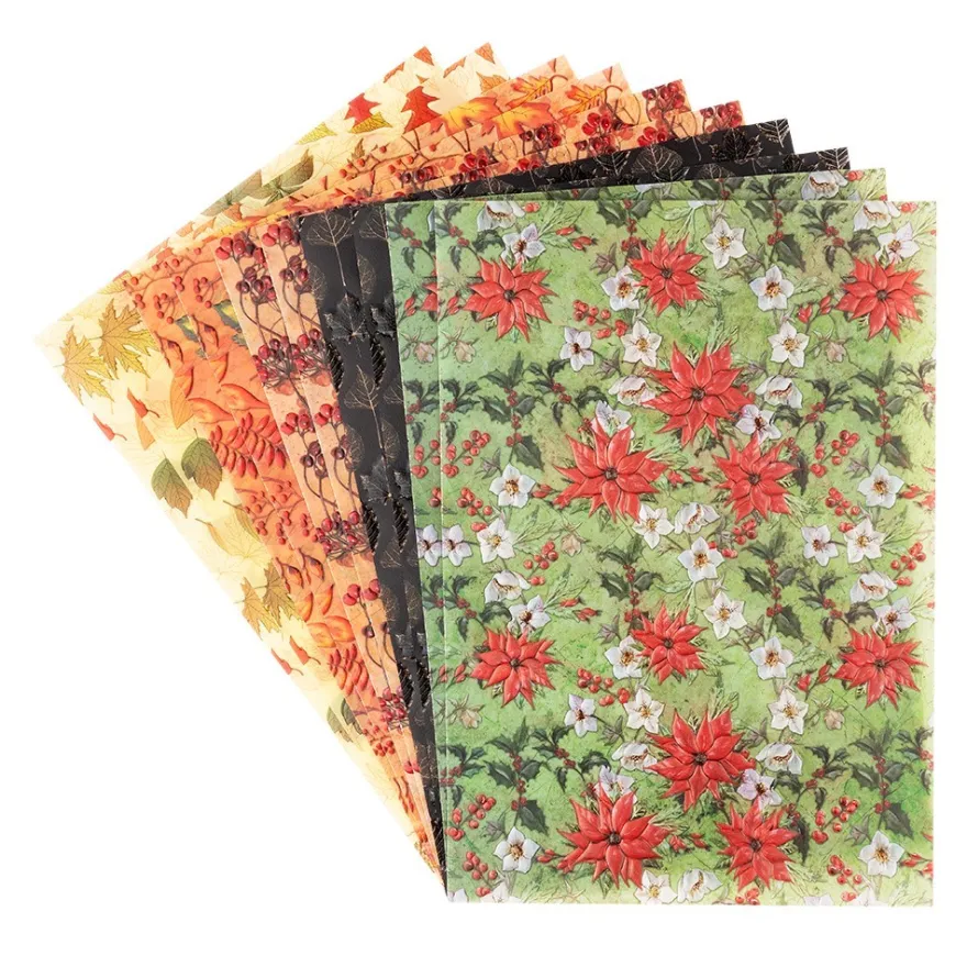 Motiv-Transparentpapiere Deluxe, Herbst- & Winter-Floristik, DIN A4, versch. Designs, 10 Bogen