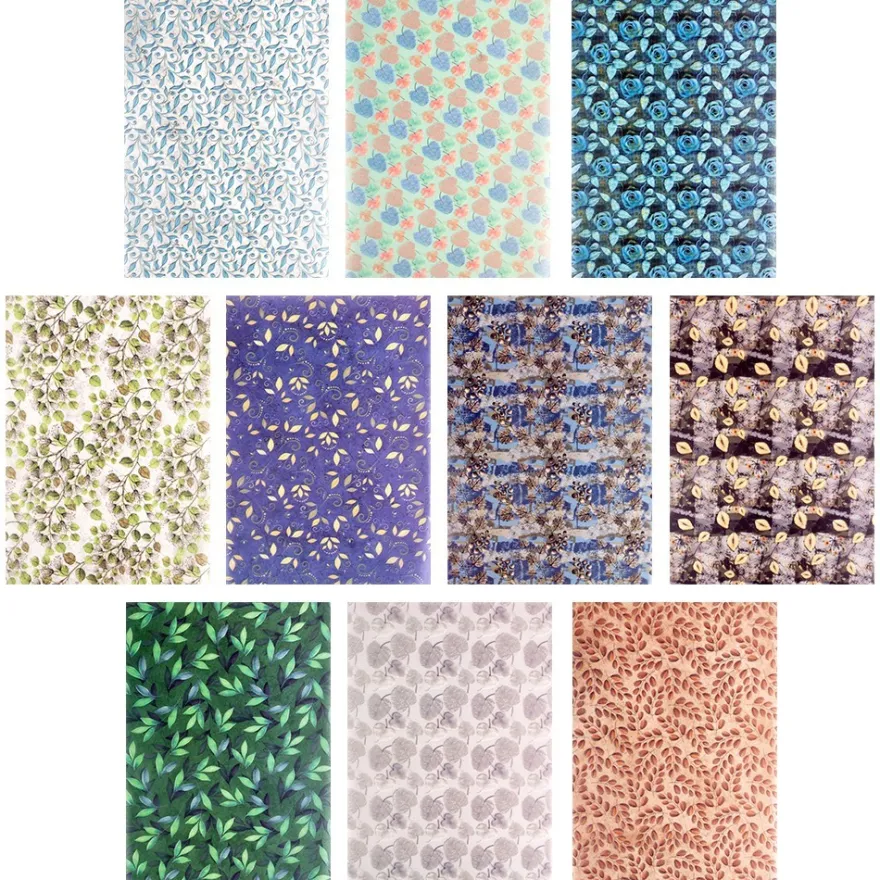 Motiv-Transparentpapiere Deluxe, Edle Blattornamentik, DIN A4, versch. Designs, 10 Bogen