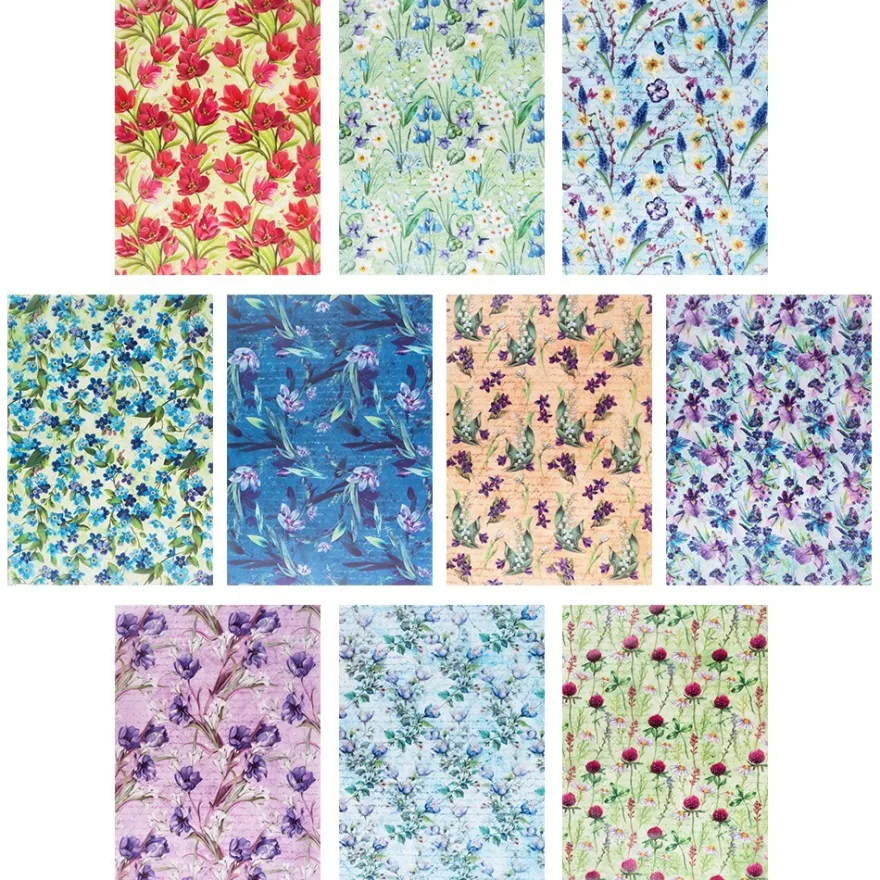 Motiv-Transparentpapiere Deluxe, Frühlingsblumen, DIN A4, versch. Designs, geprägt, 10 Bogen