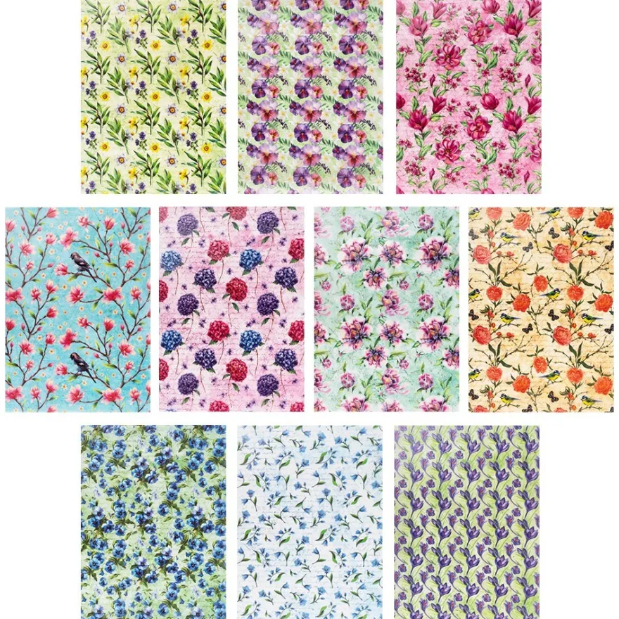 Motiv-Transparentpapiere Deluxe, Frühjahrsblumen, DIN A4, versch. Designs, geprägt, 10 Bogen