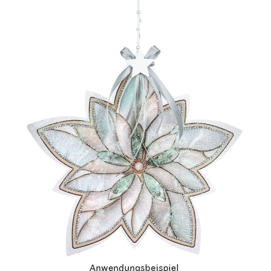 Motiv-Windradfolien, Perlmutt-Mosaik-Optik, Winterblumen, 28cm x 26,5cm, 8 Designs, 8 Stück
