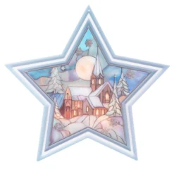 Motiv-Windradfolien, Perlmutt-Mosaik-Optik, Sterne, Winterdörfer, 23,8cm x 24,9cm, 8 Designs, 8 Stk