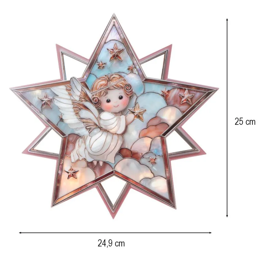 Motiv-Windradfolien, Perlmutt-Mosaik-Optik, Sterne, Engel, 24,9cm x 25cm, 8 Designs, 8 Stück