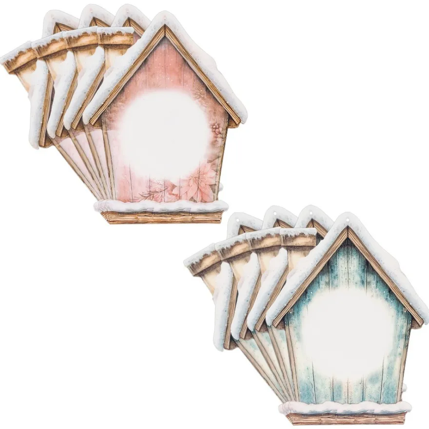 Motiv-Windradfolien, Vogelhäuser 2, 16,5cm x 21,5cm, 500µ, 2 Designs, 8 Stück