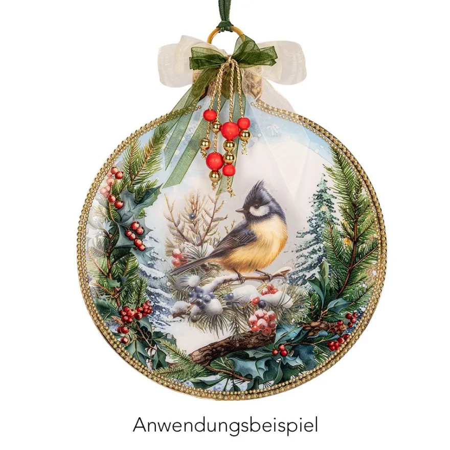 Motiv-Windradfolien, Weihnachtskugeln 1, 19cm x 23cm, 500µ, 2 Designs, 8 Stück
