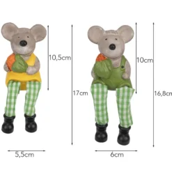 Mäuse mit Schlenkerbeinen, 17cm/16,5cm hoch, Kantenhocker, 2 Stück