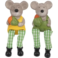 Mäuse mit Schlenkerbeinen, 17cm/16,5cm hoch, Kantenhocker, 2 Stück