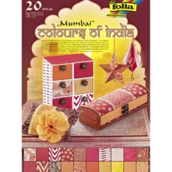 Naturpapier Colours of India "Mumbai", DIN A4, rot/orange, 20 Blatt
