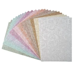 Naturpapiere, Florales Design 1, DIN A4, 12 versch. Farben, handgemacht, veredelt, geprägt, 24 Bogen