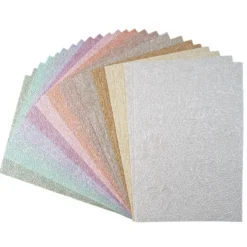 Naturpapiere, Florales Design 3, DIN A4, 12 versch. Farben, handgemacht, veredelt, geprägt, 24 Bogen