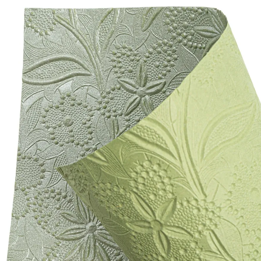 Naturpapiere, Florales Design 2, DIN A4, 12 versch. Farben, handgemacht, veredelt, geprägt, 24 Bogen