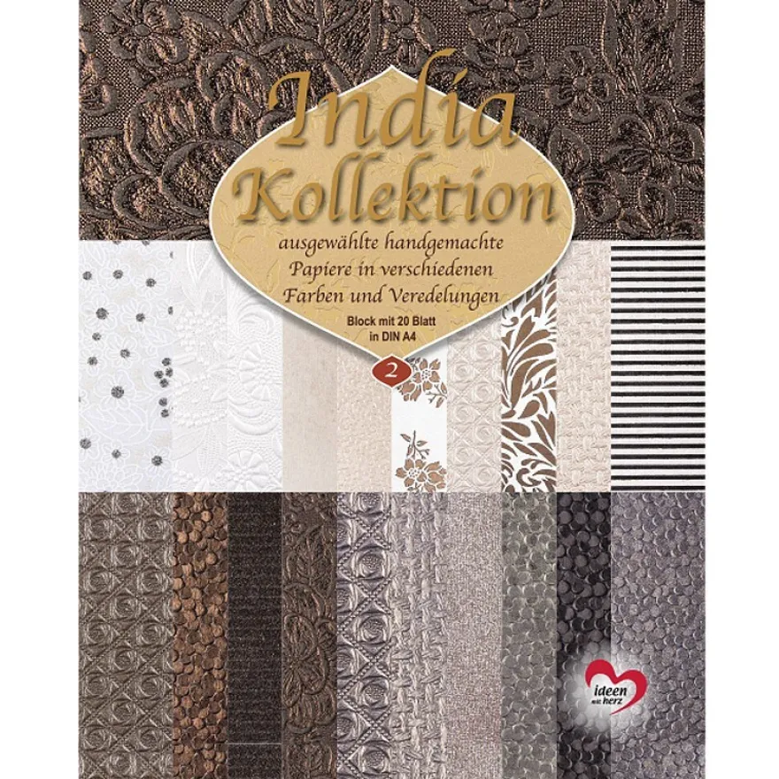 Naturpapiere, India Kollektion, DIN A4, Block mit 20 Blatt, Sortierung 2