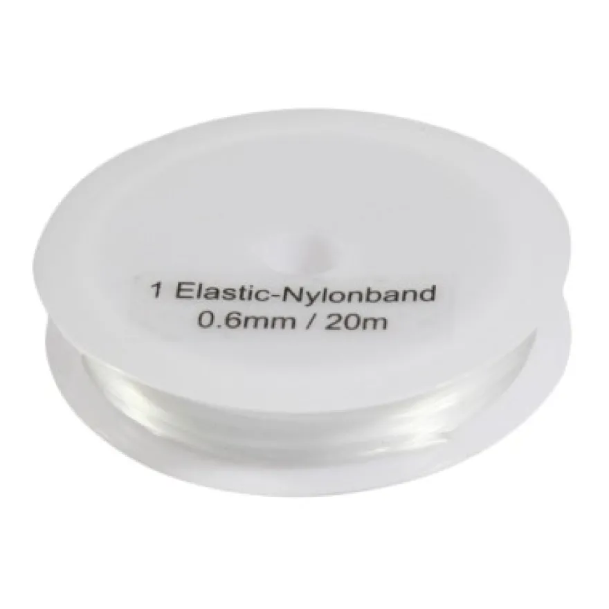 Nylonband, elastisch, transparent, 0,6mm x 20m