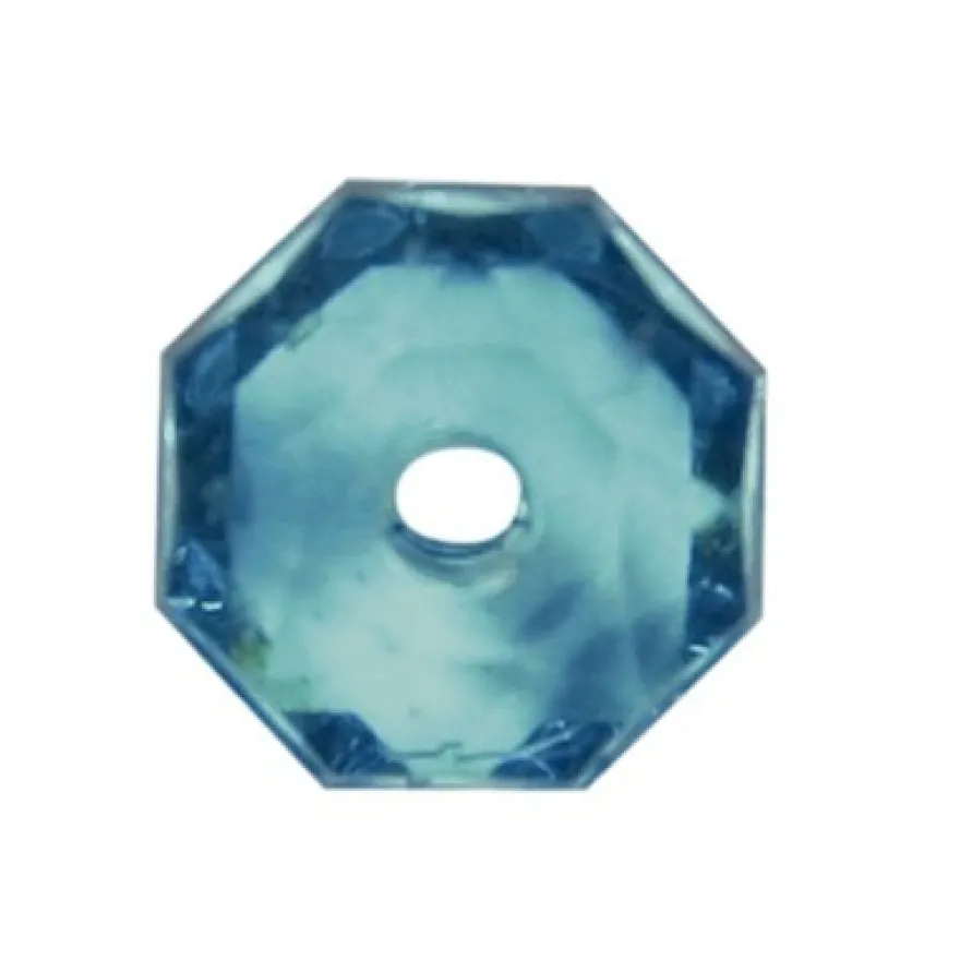 Oktagon-Perlen, transparent, 8,5mm, petrol, 50 Stück