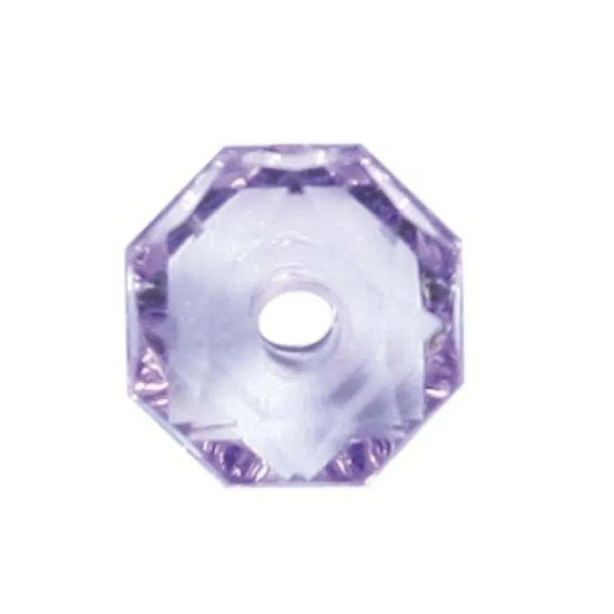 Oktagon-Perlen, transparent, 8,5mm, violett, 50 Stück