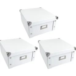Ordnungsboxen, faltbar, mit Deckel, 31cm x 26cm x 14cm, weiß, 3 Stück