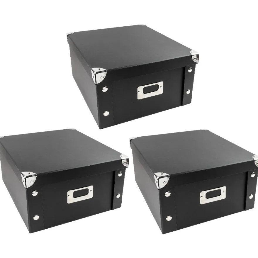 Ordnungsboxen, faltbar, mit Deckel, 31cm x 26cm x 14cm, schwarz, 3 Stück